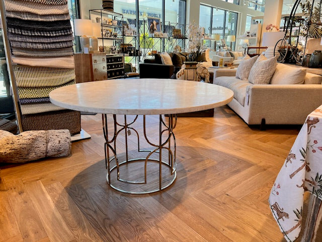 TABLE ROUND CRYSTAL STONE CHROME BASE #73335