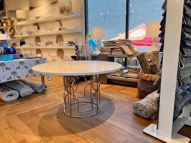 TABLE ROUND CRYSTAL STONE CHROME BASE #73335