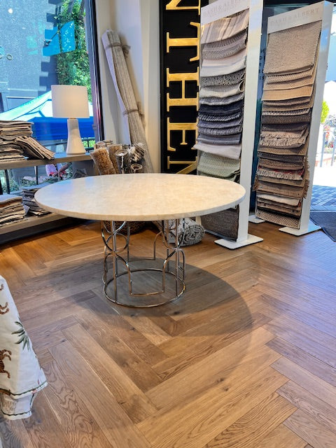 TABLE ROUND CRYSTAL STONE CHROME BASE #73335