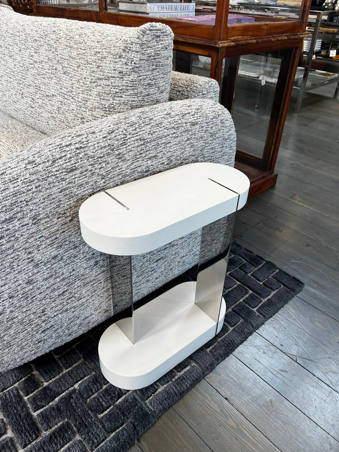 ACCENT TABLE OVAL WHITE WOOD & METAL #71780