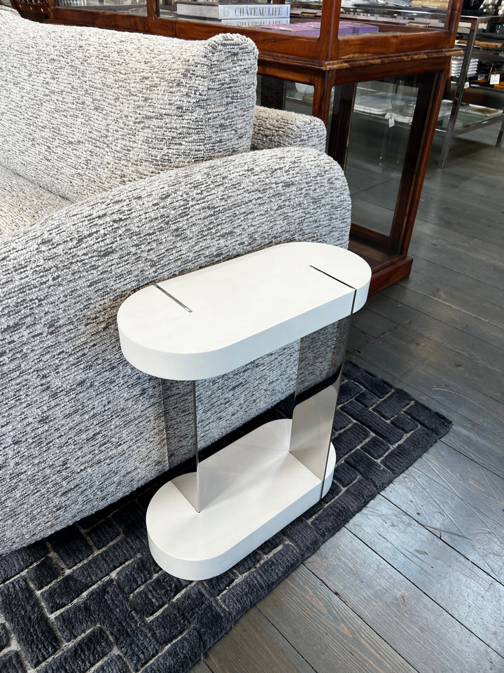 ACCENT TABLE OVAL WHITE WOOD & METAL #71780