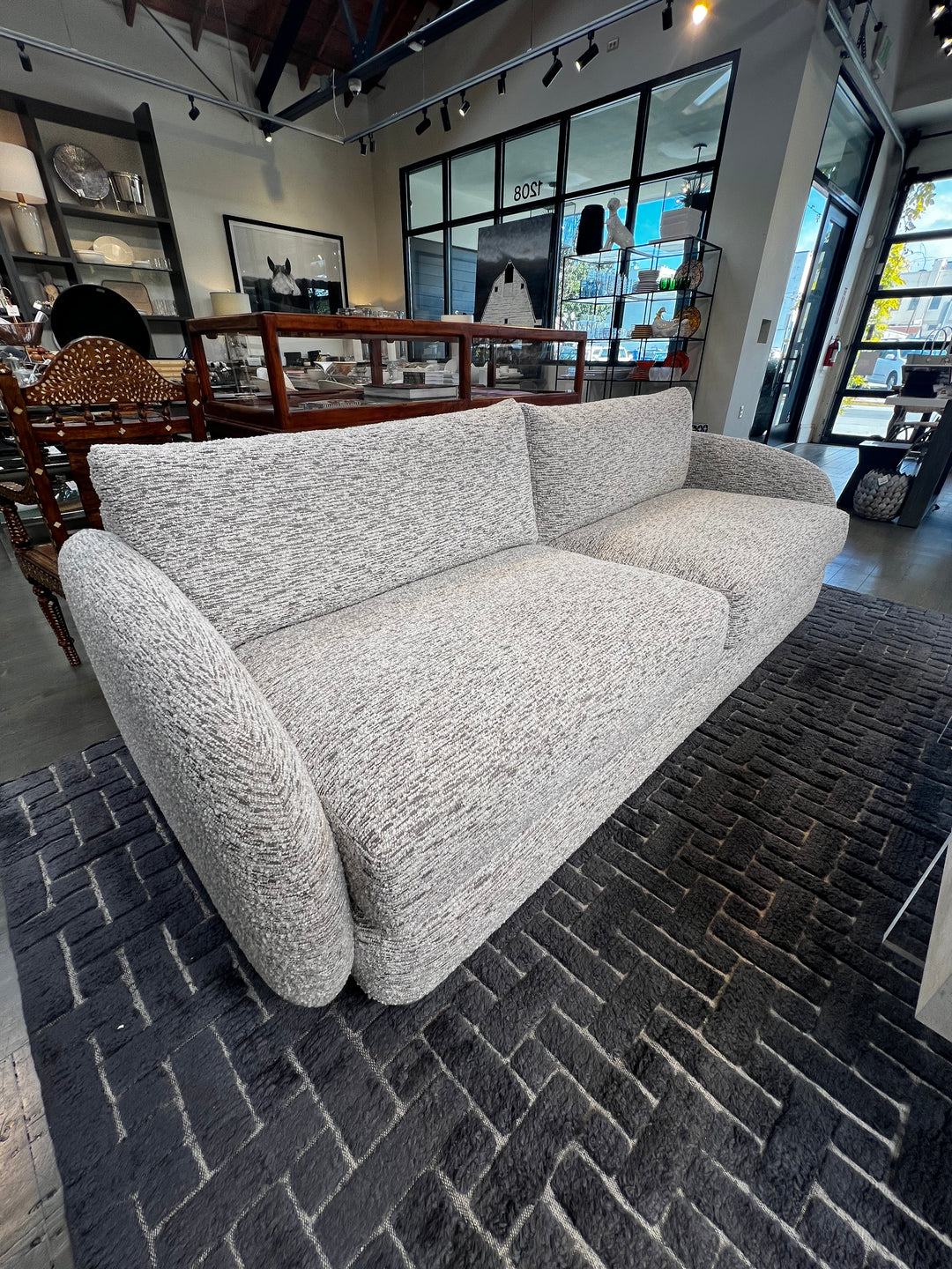 SOFA CURVED ARMS 2 OVER 2 WOVEN BEIGE/TAN #71451