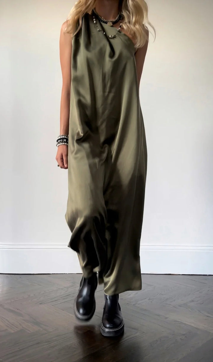 DRESS PAIX ONE SHOULDER TWISTED ARM OLIVE