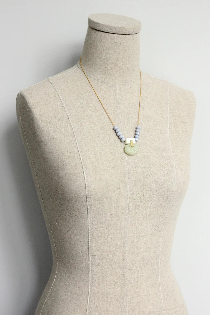 NECKLACE PENDANT LAVENDER & JADE