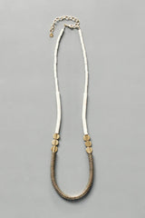 NECKLACE GOLD HEMATITE & WHITE DISC BEADED