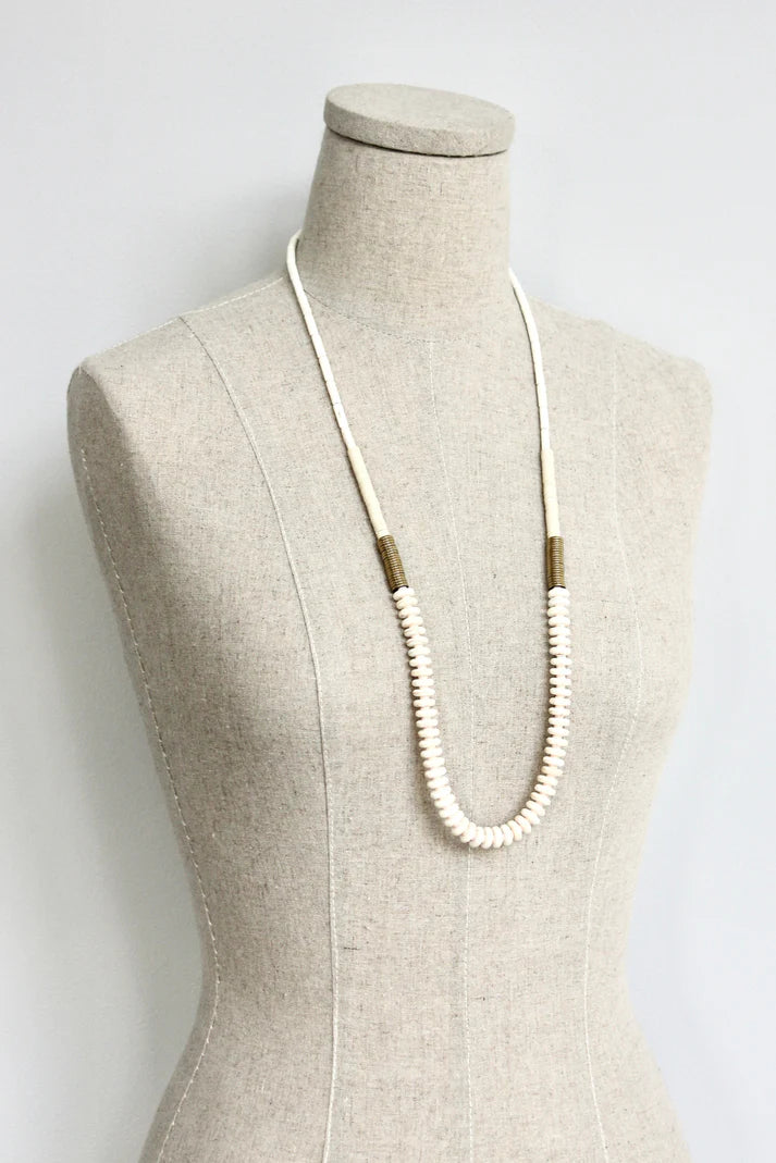 NECKLACE WHITE & GOLD DISCS