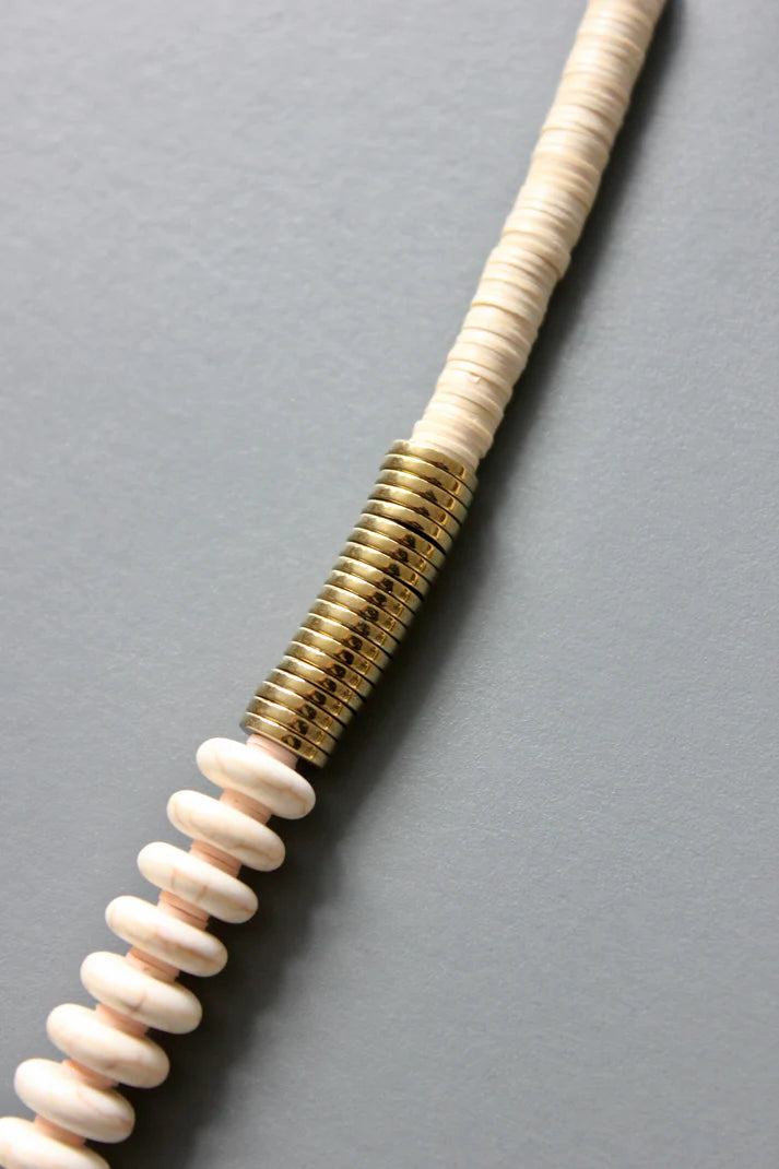 NECKLACE WHITE & GOLD DISCS