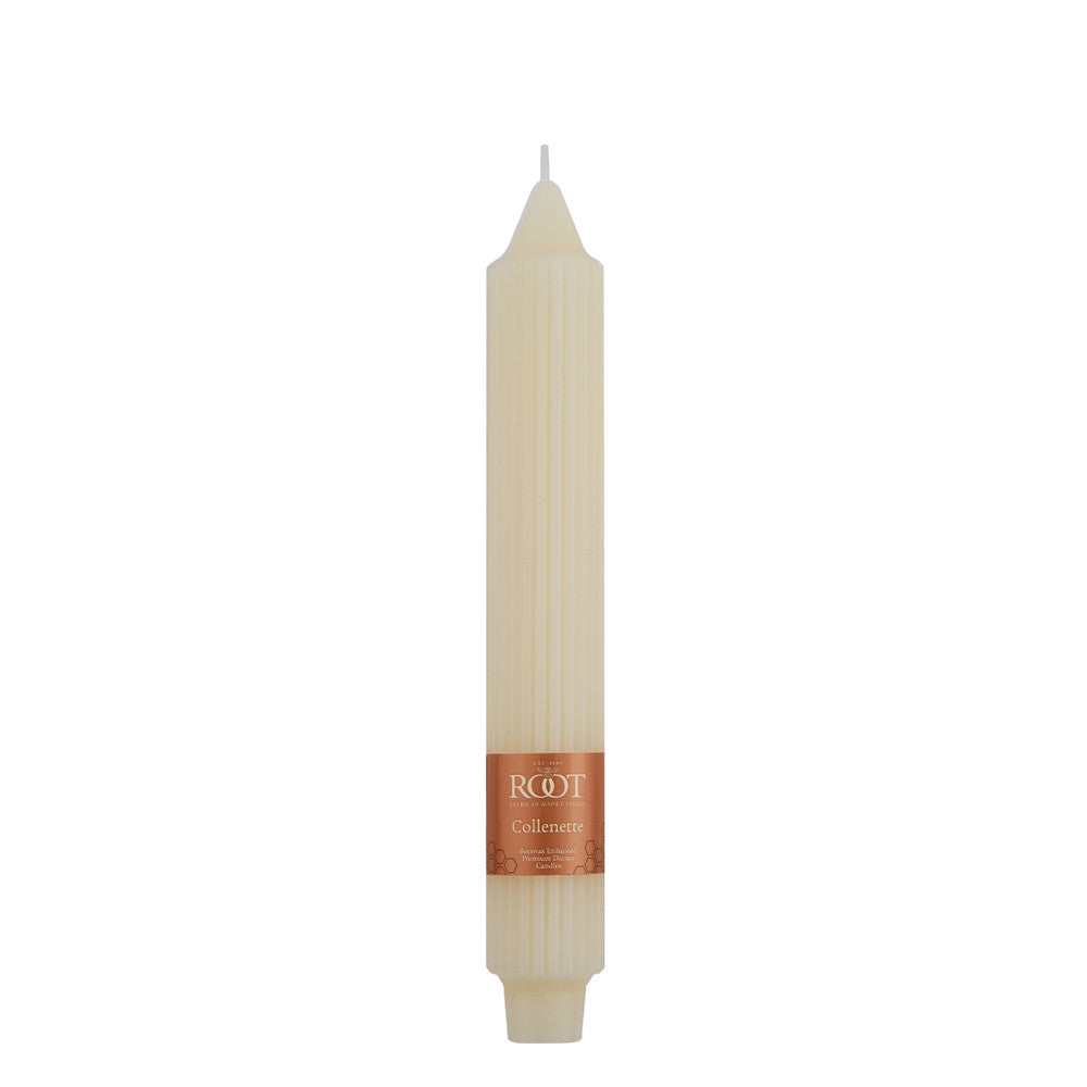 9" TAPER CANDLE RIBBED IVORY
