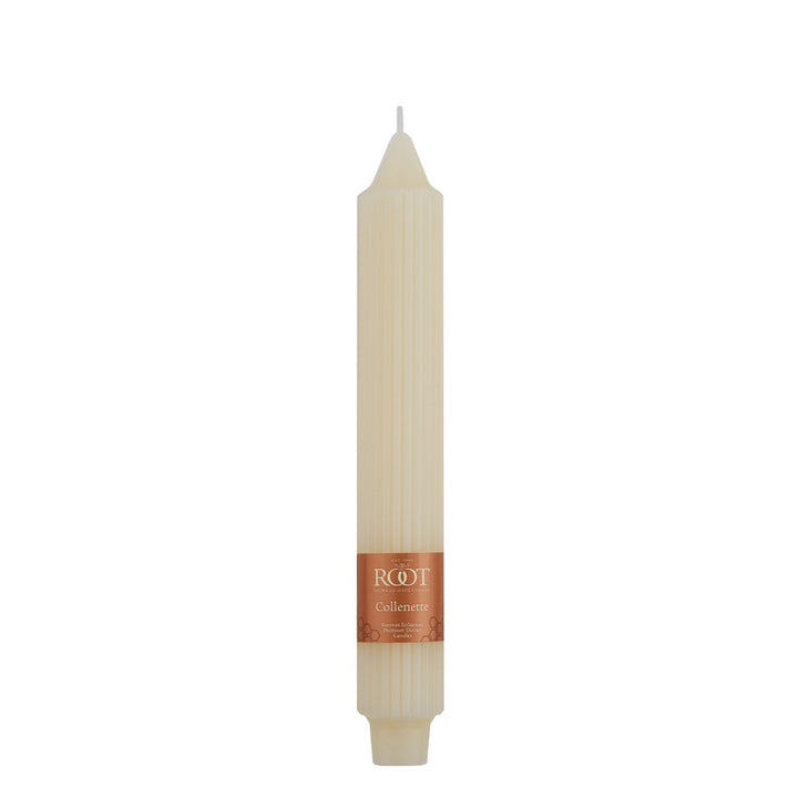 9" TAPER CANDLE RIBBED IVORY