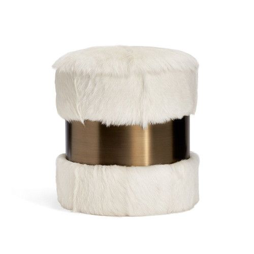 STOOL IVORY GOAT WITH BRONZE CENTER BAND