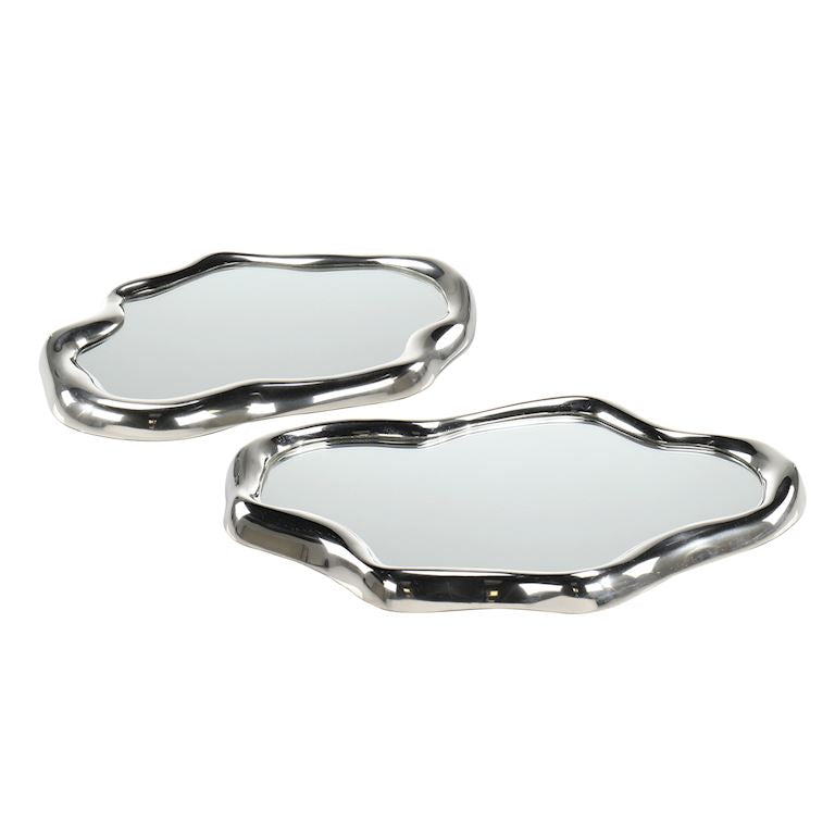 TRAY SILVER FLOWING MIRROR