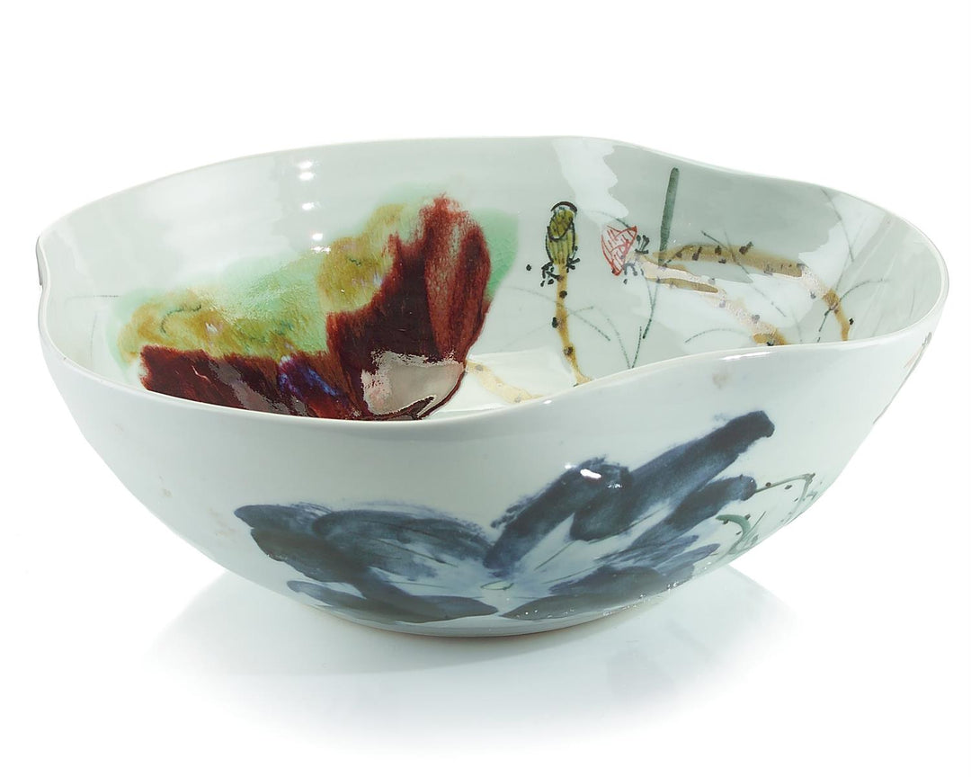 BOWL CURLED-RIM IN OX BLOOD & GREEN