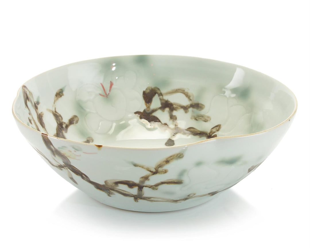 BOWL CURLED-RIM IN GREEN & YELLOWS