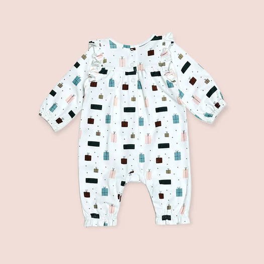 JUMPSUIT RUFFLE PRESENTS WHITE