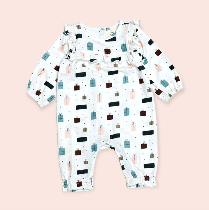 JUMPSUIT RUFFLE PRESENTS WHITE