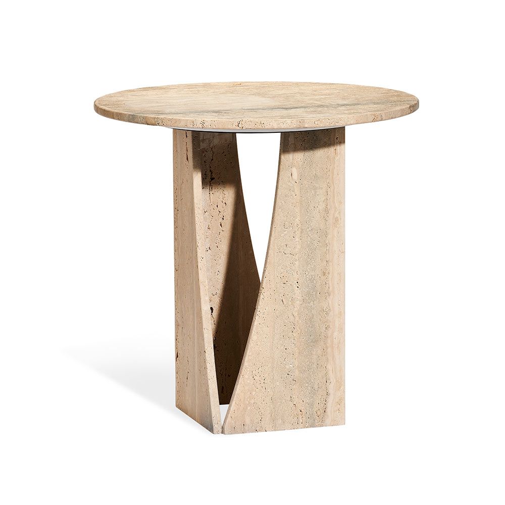 TABLE ROUND TAVERTINE NATURAL