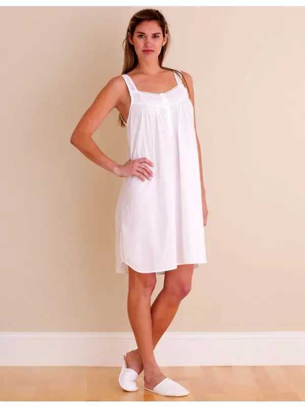 NIGHTIE SLEEVELESS WHITE LACE STRAPS