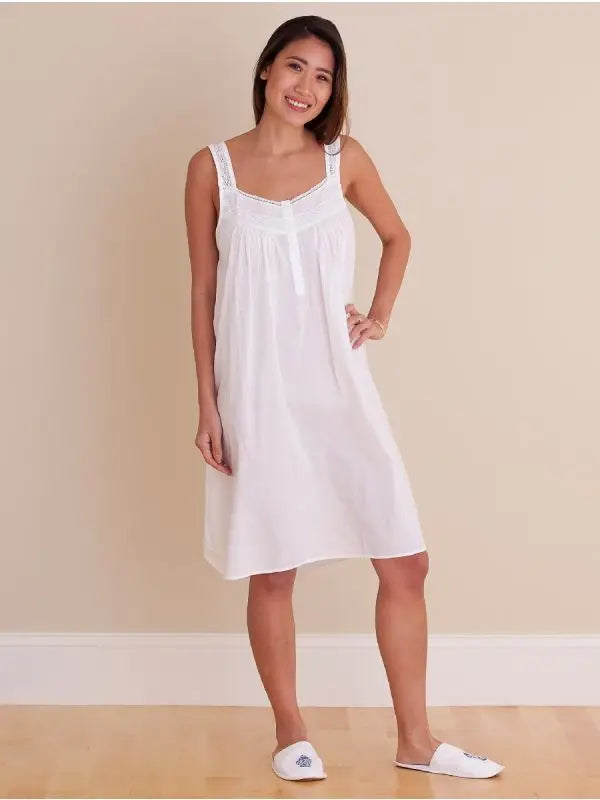 NIGHTIE SLEEVELESS WHITE LACE STRAPS