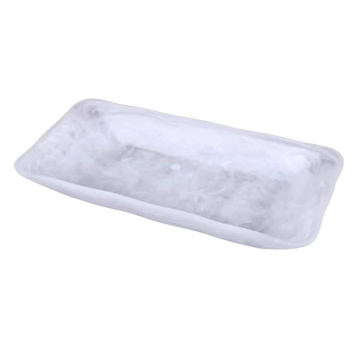 TRAY RESIN WHITE SWIRL