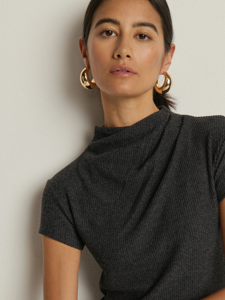 TOP DRAPED HEATHER CHARCOAL