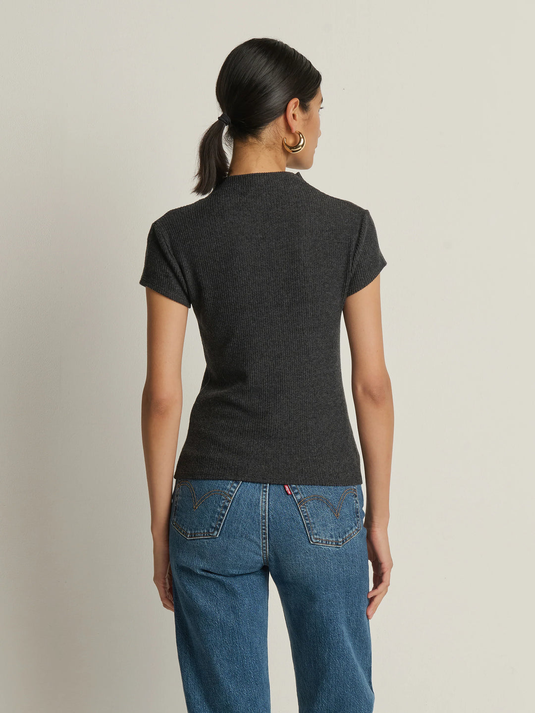 TOP DRAPED HEATHER CHARCOAL