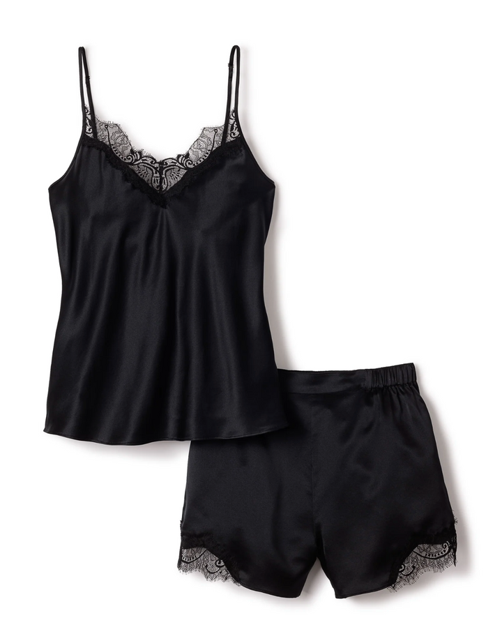 PAJAMA SET SHORT SET SILK CAMI BLACK