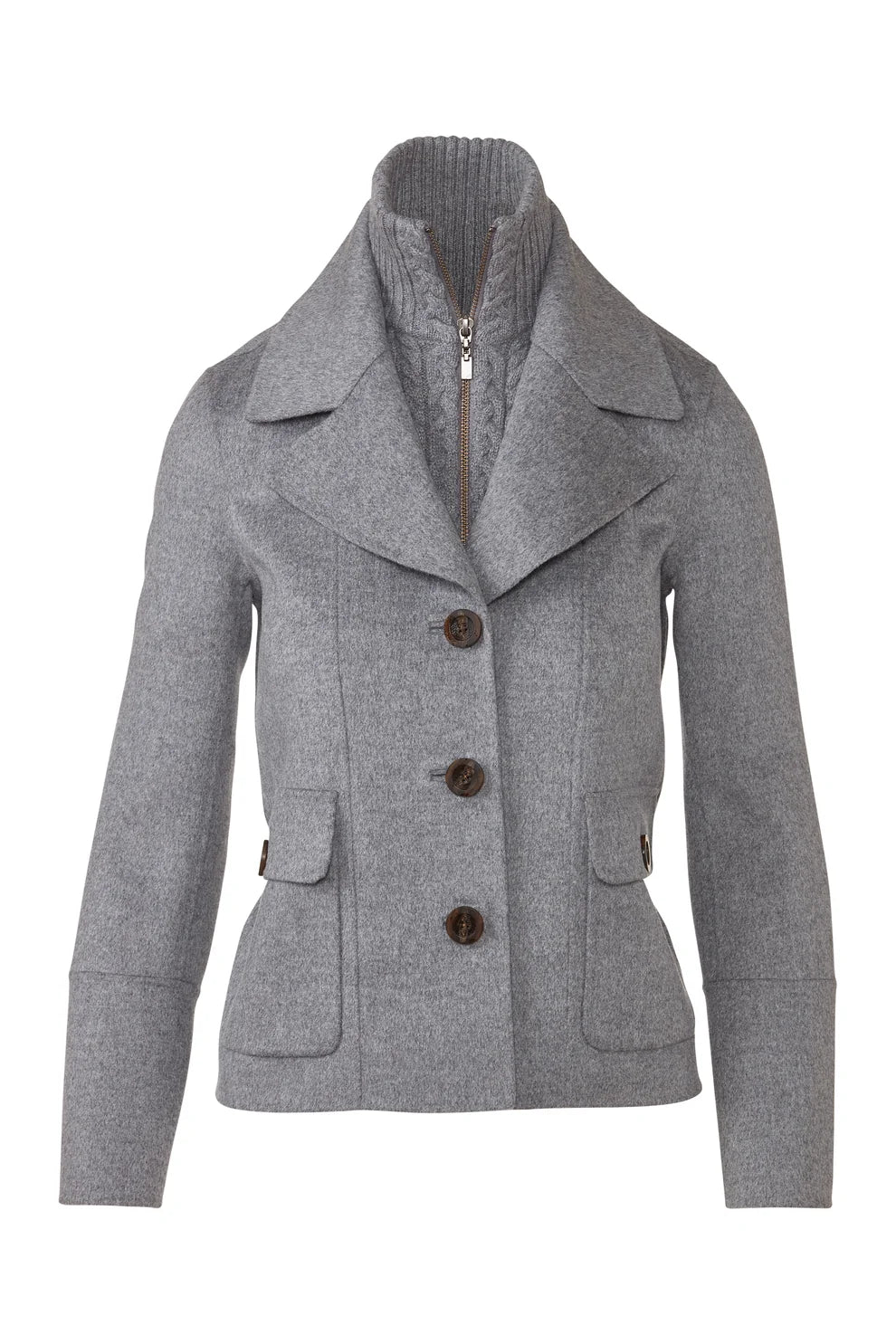 COAT KNIT INSERT NOTCH COLLAR