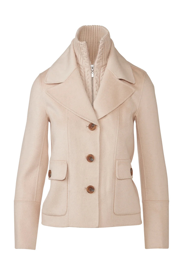 COAT KNIT INSERT NOTCH COLLAR