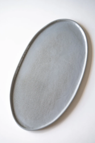 SERVING PLATTER PORCELAIN OVAL - GRAY SKY