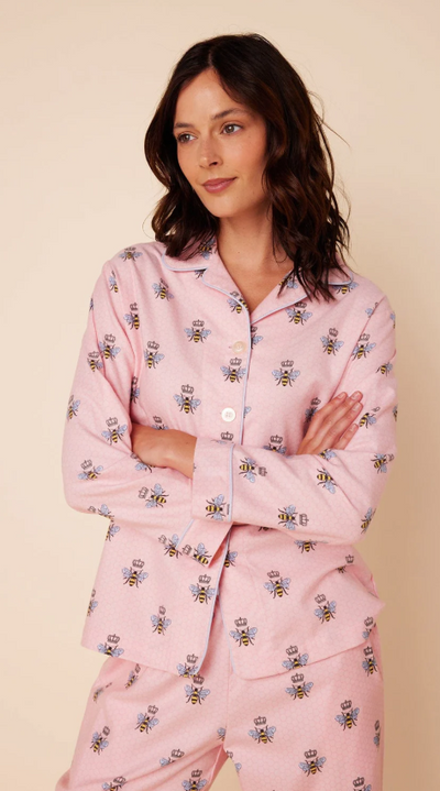 PAJAMA LONG BEE PINK FLANNEL (Available in 4 Sizes)