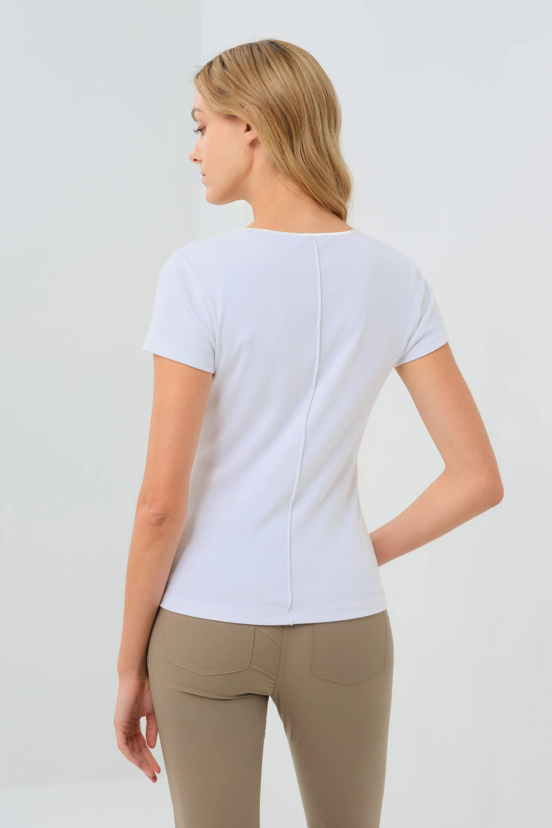 RIB TOP SHORT SLEEVE CELESTE
