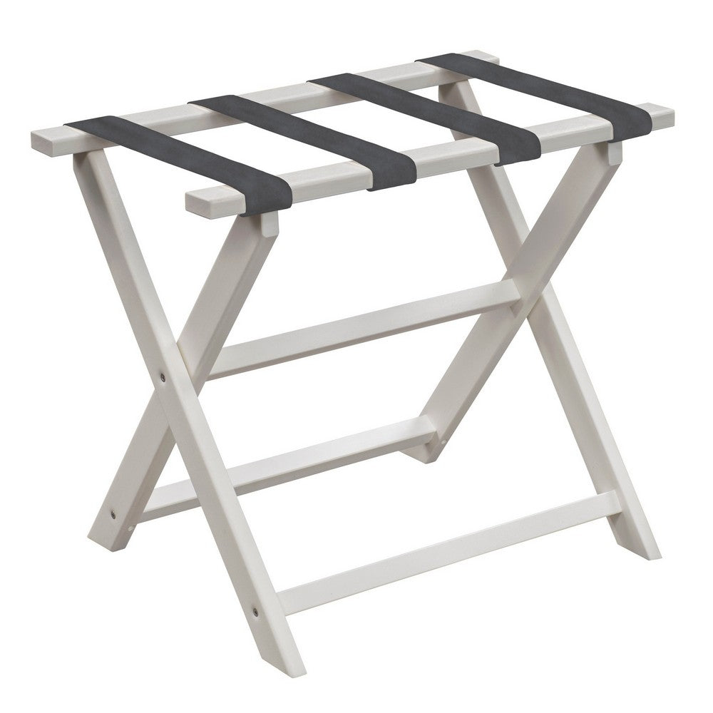 LUGGAGE RACK WITH BLUE STRAPS
