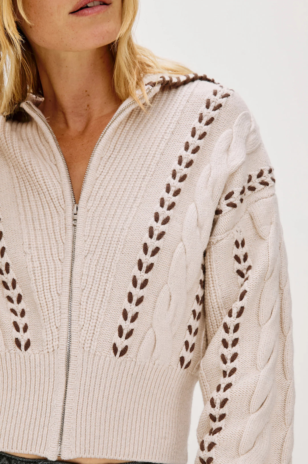 SWEATER OATMEAL BROWN WHIP STITCH LUNA