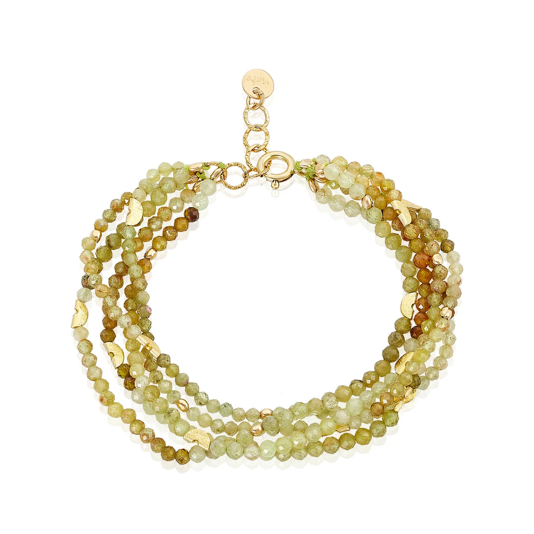 BRACELET HALF MOON MULTI-STRAND GREEN GARNET