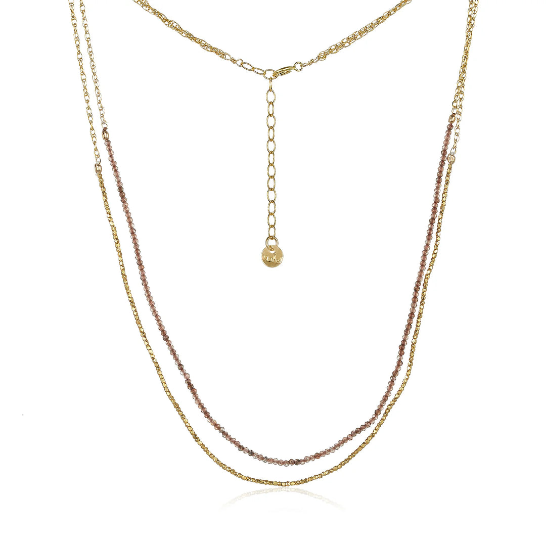 NECKLACE GOLDILOCKS DOUBLE STRAND ANDALUSITE