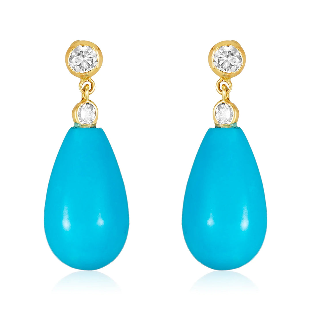 EARRING DROP ARIZONA TURQOUISE 14K