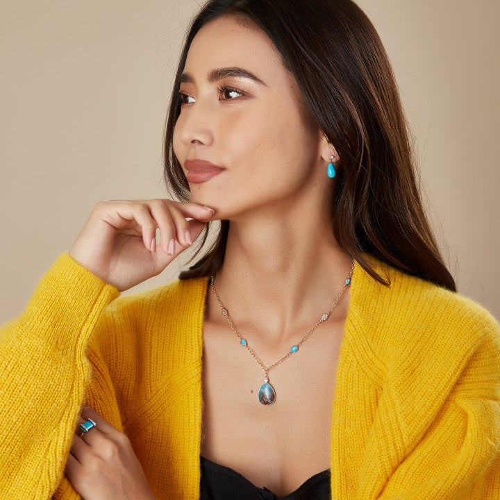 EARRING DROP ARIZONA TURQOUISE 14K