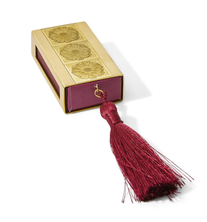 MATCH BOX BRASS WITH MULBERRY TASSEL