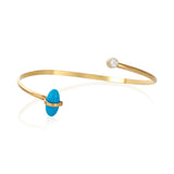 BANGLE OPEN CUFF TURQUOISE AND MOISSANITE
