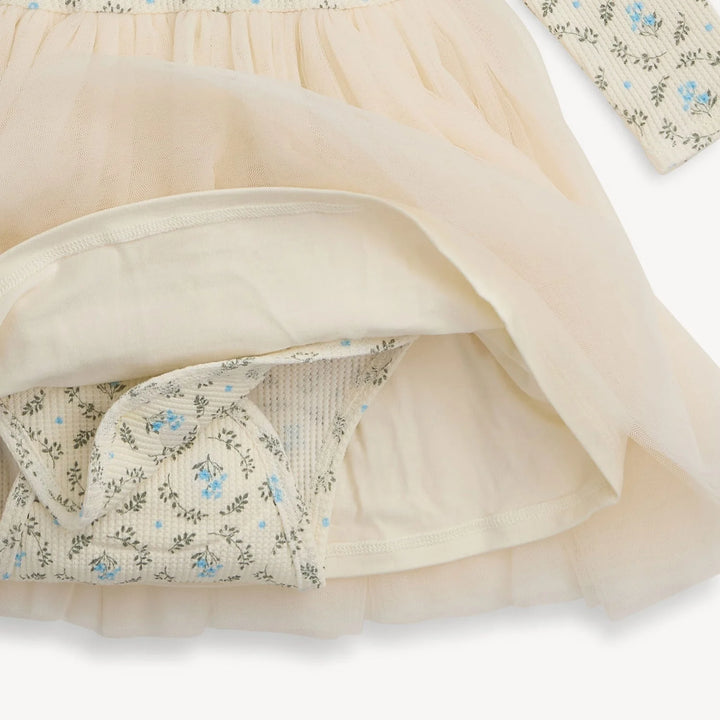 DRESS BODYSUIT WAFFLE LS W/ TULLE SKIRT IN ELOISE (BABY)