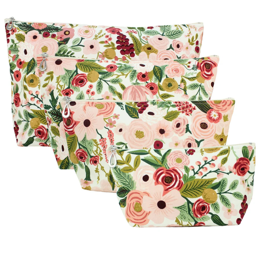 COSMETIC BAG MAUVE GARDEN (Available in 3 Sizes)