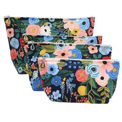 COSMETIC BAG NAVY FLORAL LARGE