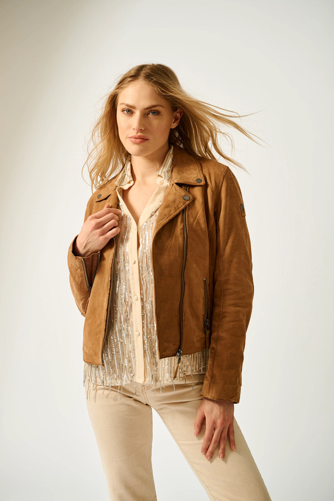 JACKET LEATHER MISTY RF COGNAC