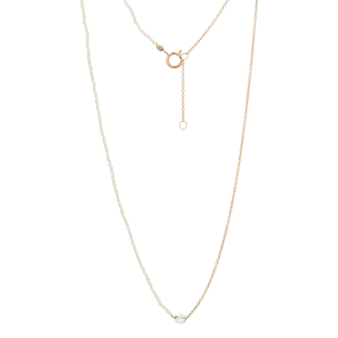 NECKLACE MINI LAB DIAMOND PENDANT HALF CHAIN 14K