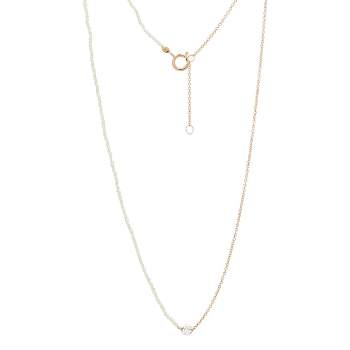 NECKLACE MINI LAB DIAMOND PENDANT HALF CHAIN 14K