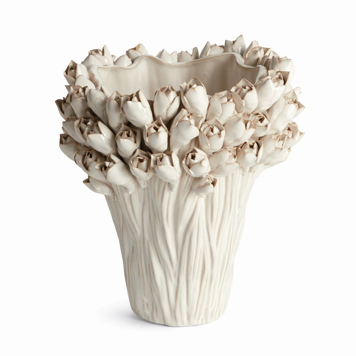 VASE ANTIQUE WHITE BUDS TALL