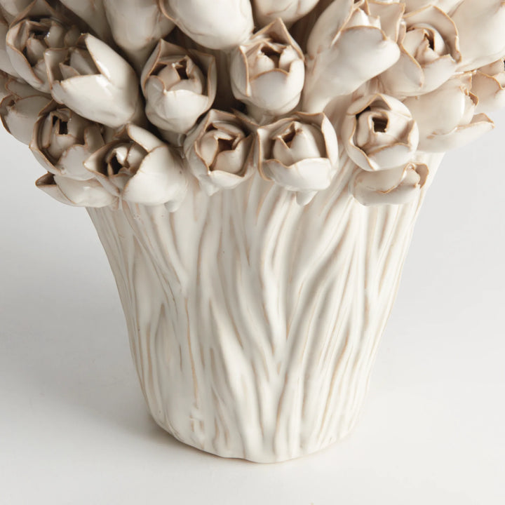 VASE ANTIQUE WHITE BUDS TALL