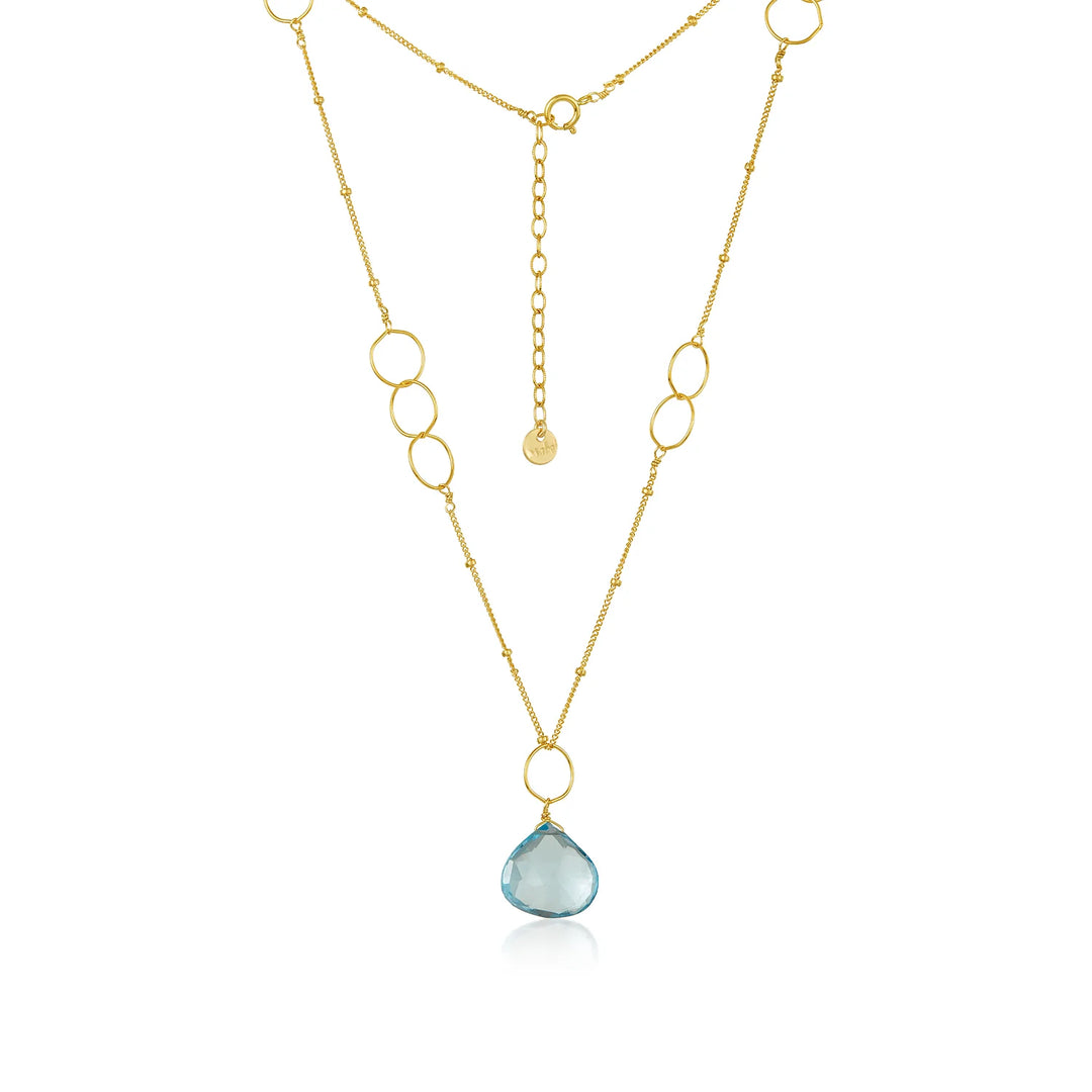NECKLACE JENNIFER GEM GOLD BLUE TOPAZ
