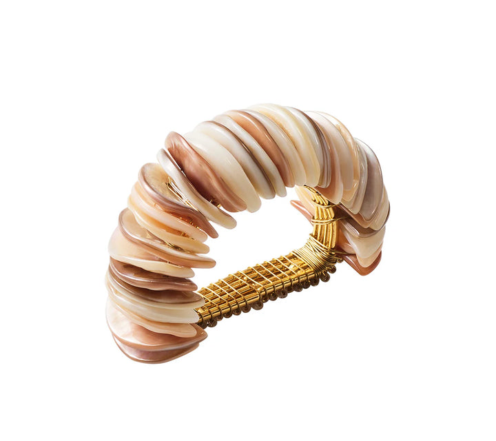 NAPKIN RING SHELL ARC NATURAL&IVORY