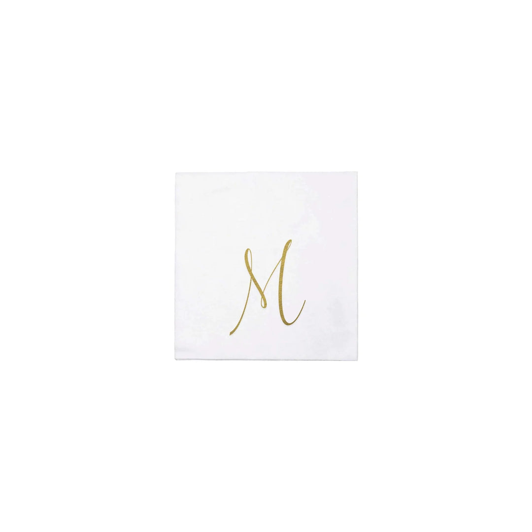 NAPKINS PAPER COCKTAIL GOLD MONOGRAME ALPHABET